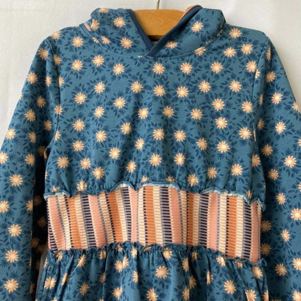 Finding Foxtale Boho Hooded Dress Girls 6 Navy‎ Daisy Whimsical Festival